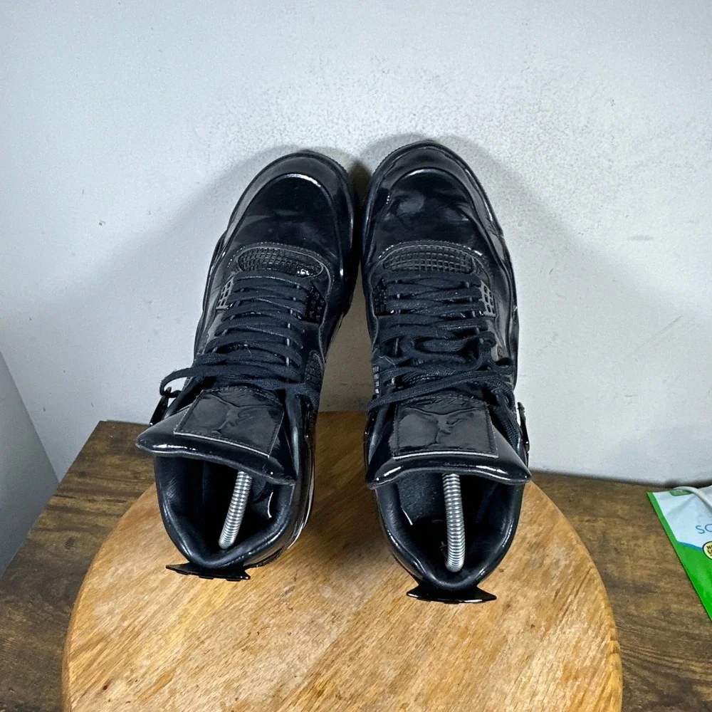 Air Jordan 4 Retro 11Lab4 Mens Black Patent Leather Shoes Size 9 719864-010